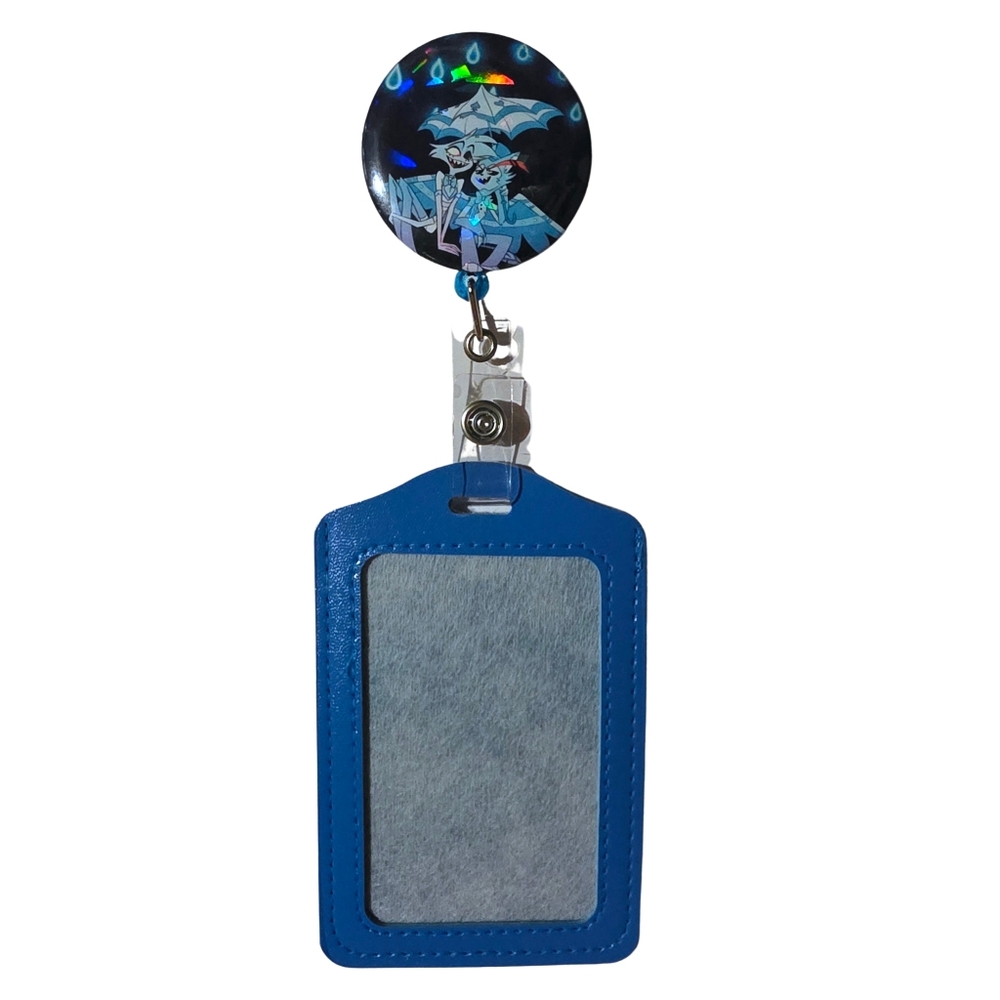 Angel Dust Husk LoserBaby Holographic Badge Reel ID Holder Hazbin Hotel Handmade